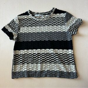 Zara Black, Gray, and White Striped Shirt